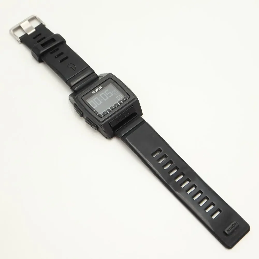 Nixon Base Tide Pro Black 42mm Digital Watch Sunrise Sunset Silicone New Battery